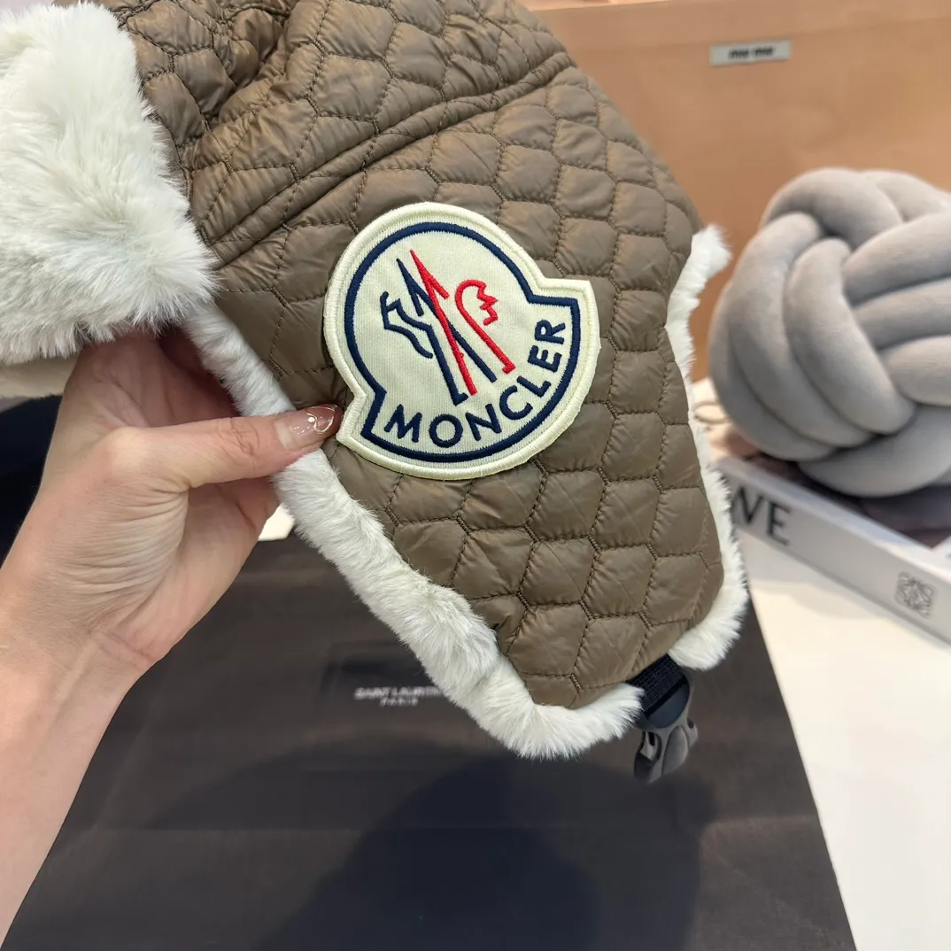 P70 MONCLER masked plush fisherman hat for women 2023 new winter thickened warm ear protection knitted hat Korean version showing face small big head circumference