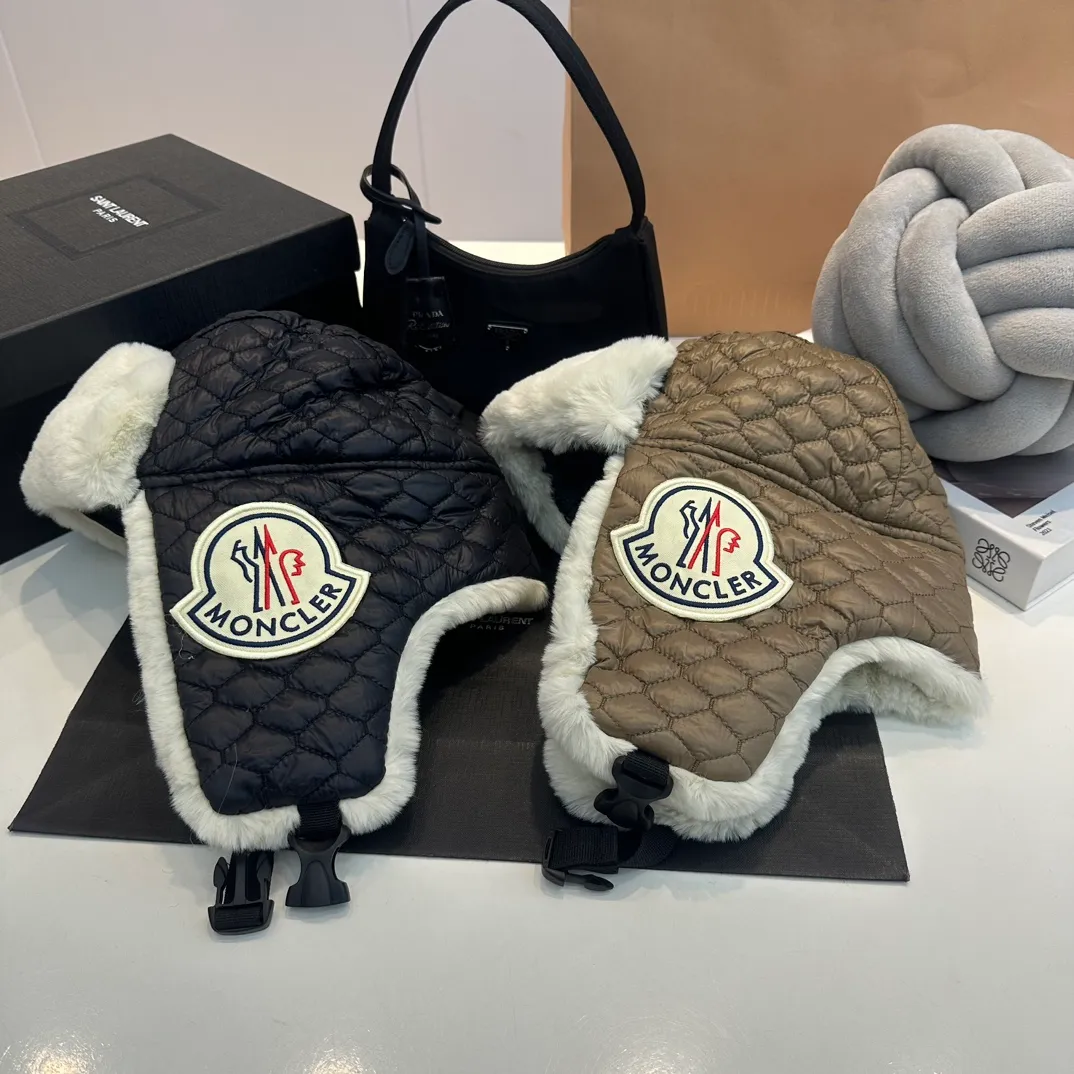 P70 MONCLER masked plush fisherman hat for women 2023 new winter thickened warm ear protection knitted hat Korean version showing face small big head circumference