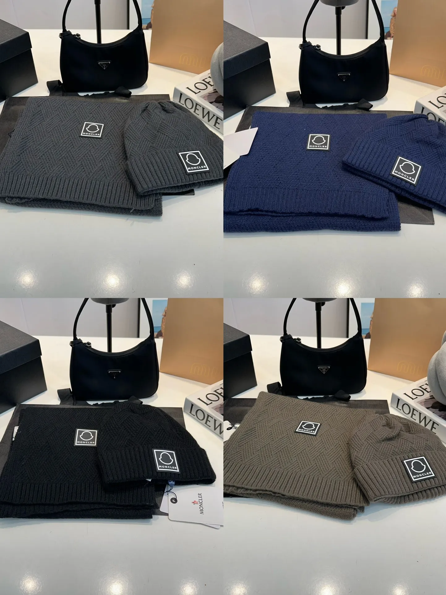 P110 MONCLER classic suit hat! Hat ➕Scarf! Cashmere and Rabbit Velvet Quality! It's warm and super comfortable~A great tool for young ladies to reduce their age in winter~This winter, all you need is a set of hats~It's warm and fashionable! Unisex model! Can be made as a couple model! Complete range of anti-counterfeiting labels and elevators! Many styles, welcome to choose!!
