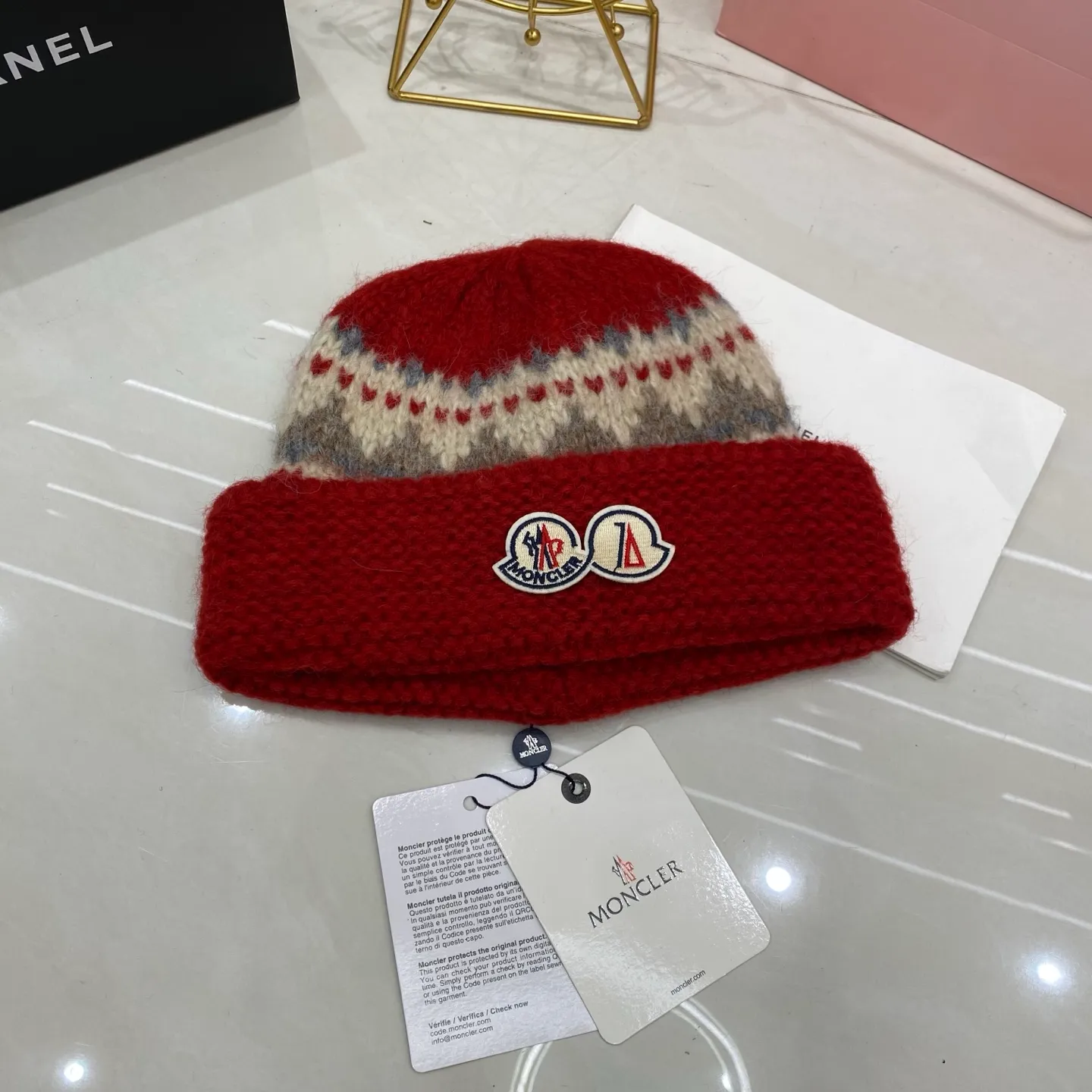 MONCLER jacquard knit hat