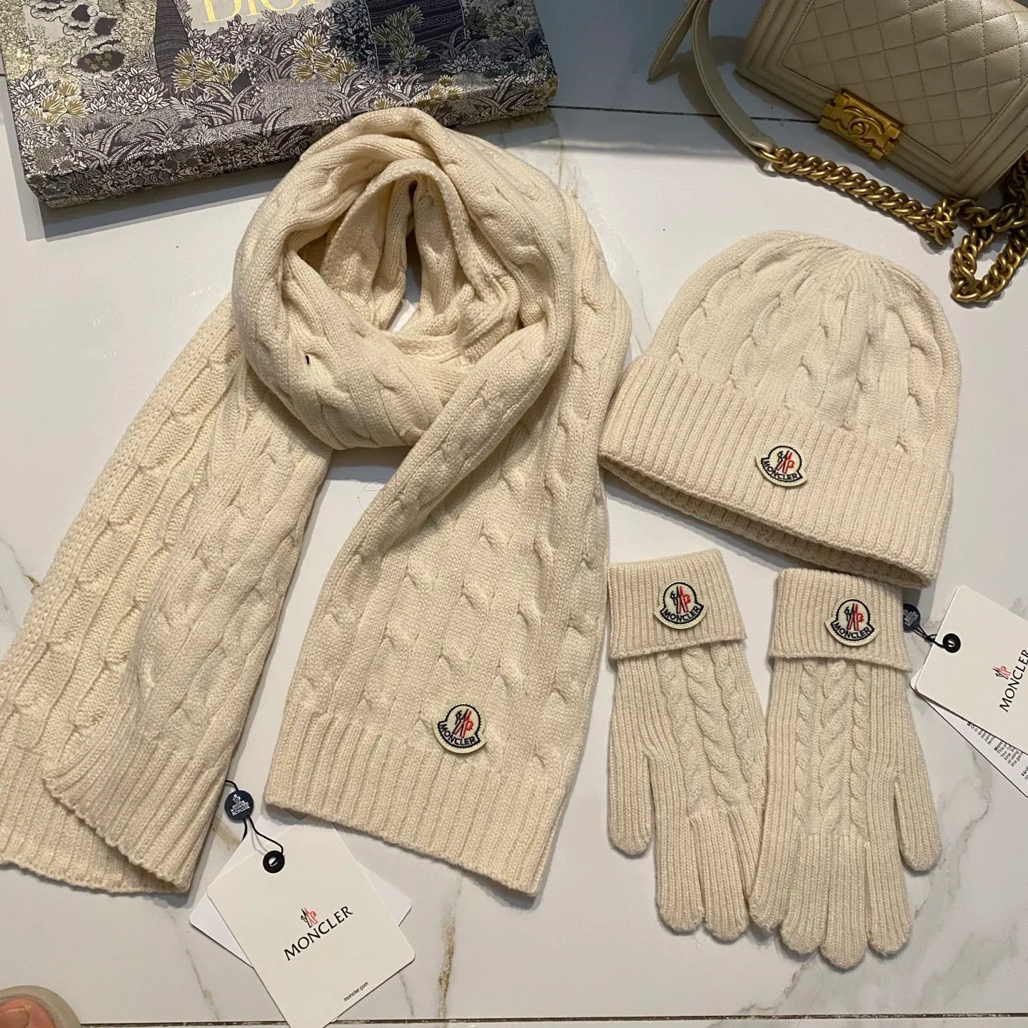 Moncler Mouth Covered Cashmere Three Piece Set