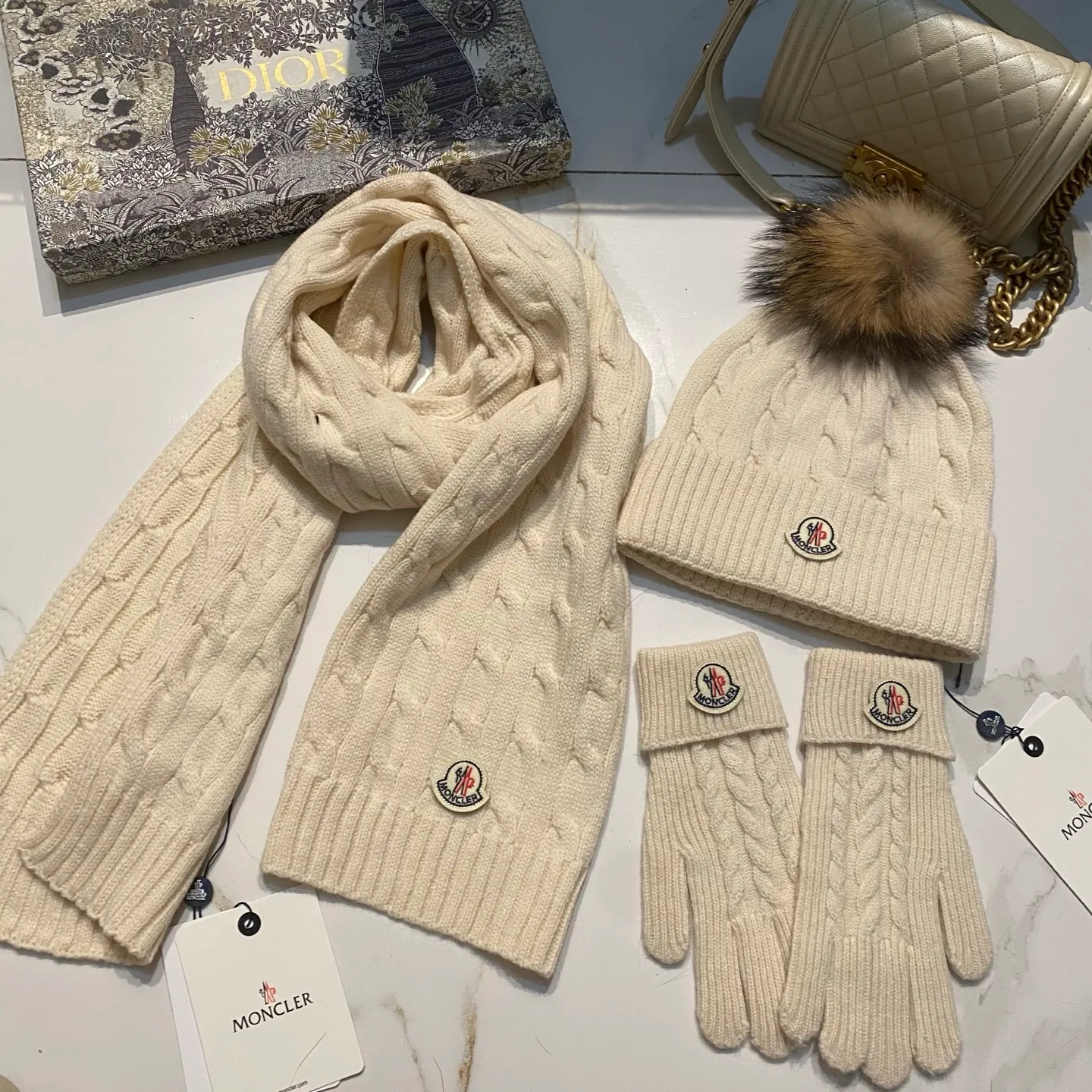 Moncler Mouth Covered Cashmere Three Piece Set
