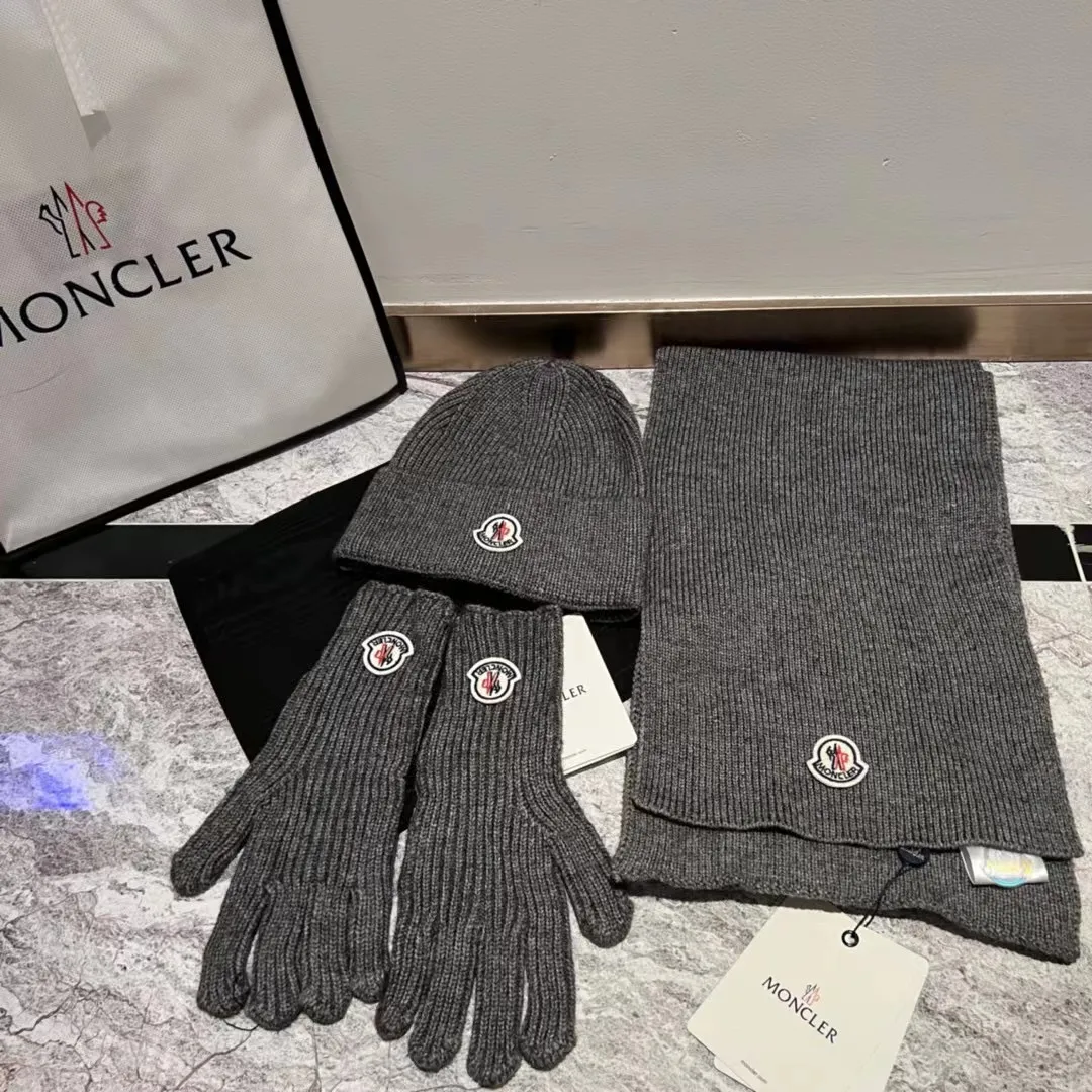 Moncler three-piece set cashmere knitted hat+scarf🧣+gloves🧤