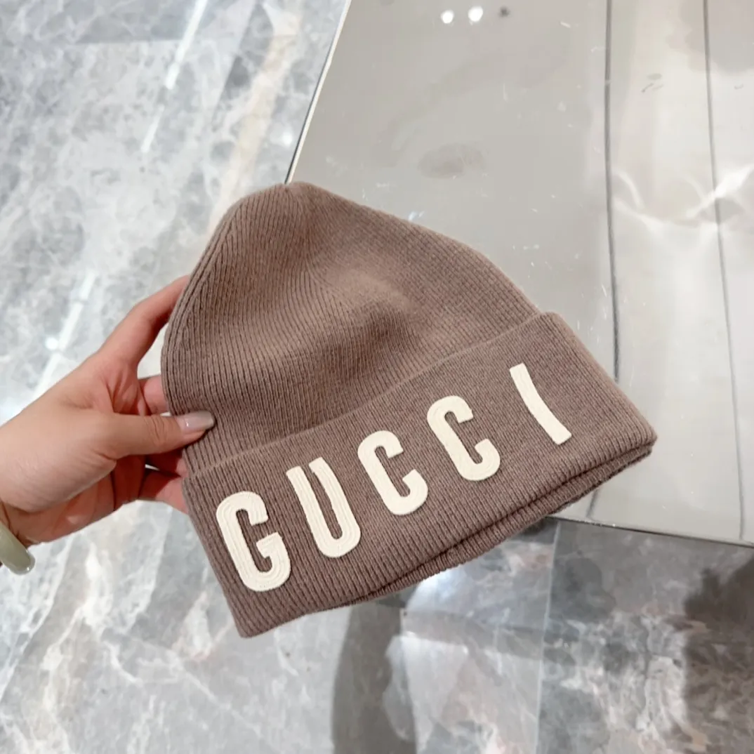 p90 GUCCI 2024 autumn and winter new embroidered woolen hat, knitted hat for men and women, 100% wool🦙
