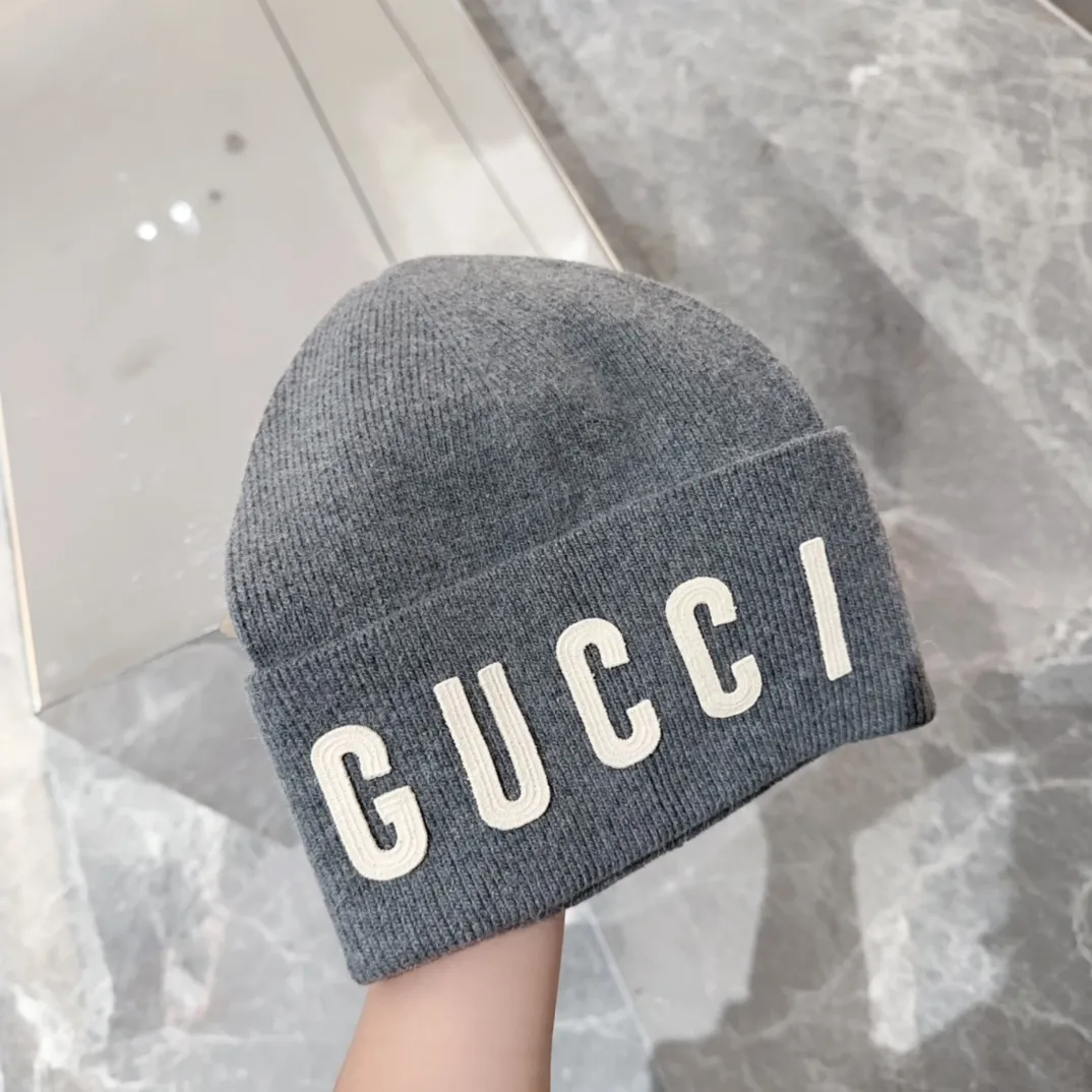 p90 GUCCI 2024 autumn and winter new embroidered woolen hat, knitted hat for men and women, 100% wool🦙