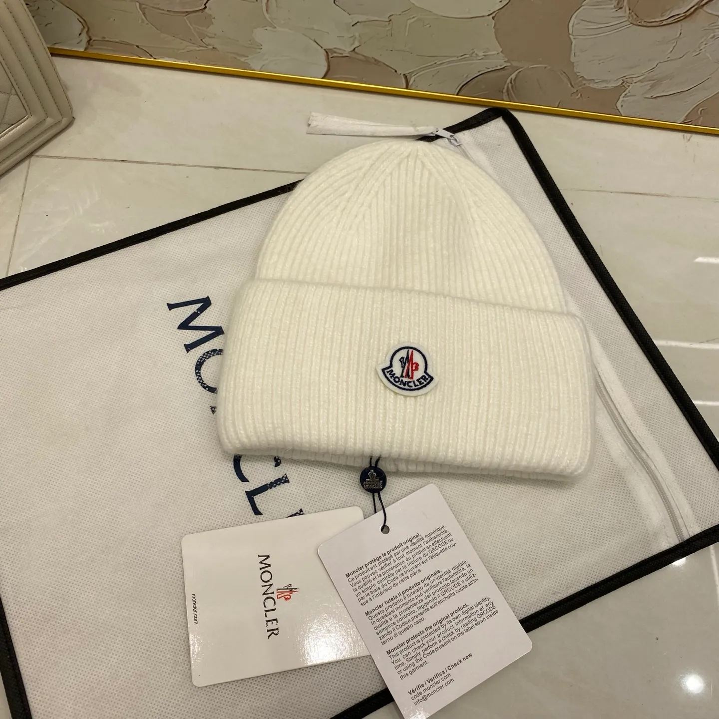 Moncler rabbit fur knitted hat