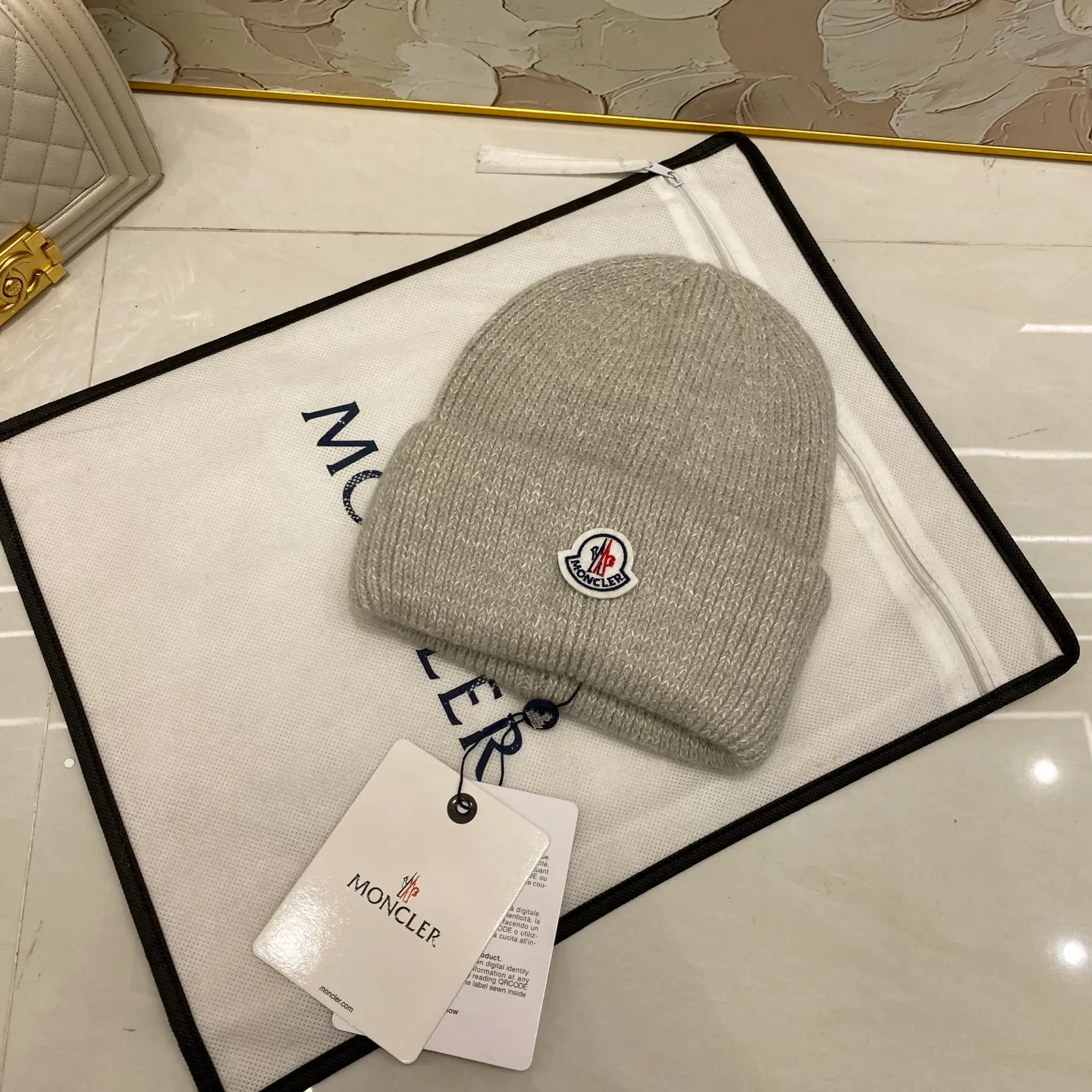 Moncler rabbit fur knitted hat