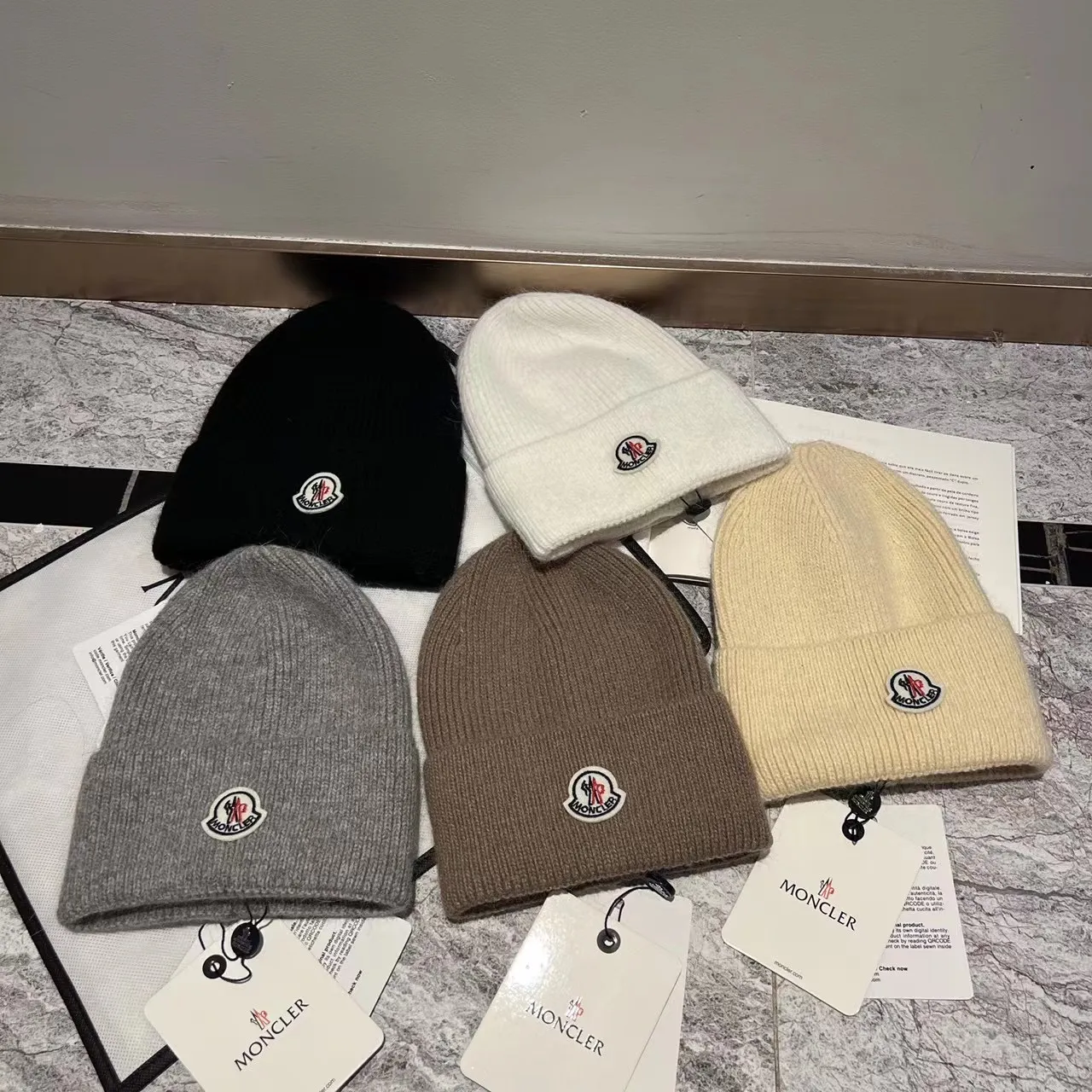 MONCLER rabbit fur knitted hat