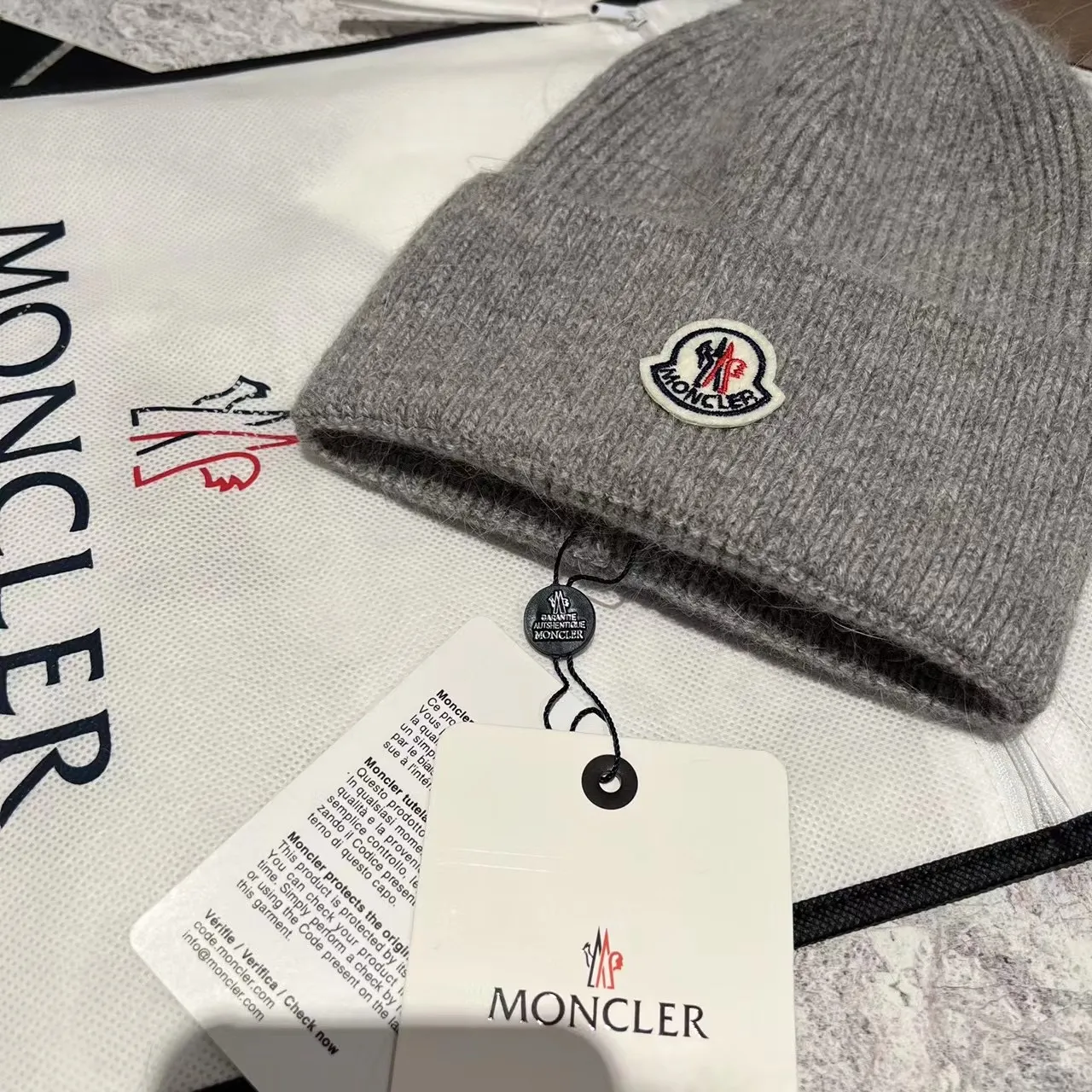 MONCLER rabbit fur knitted hat
