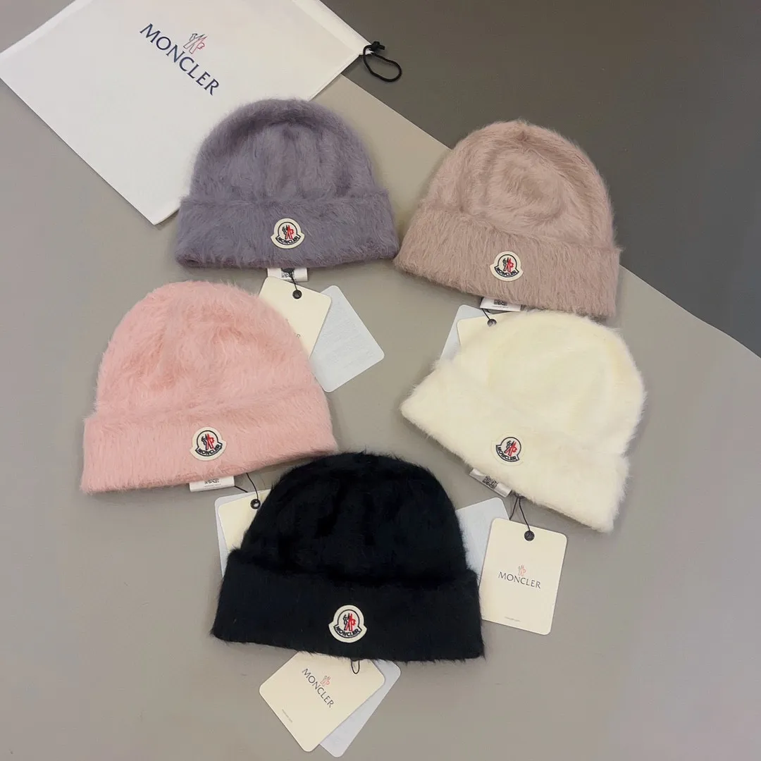 p60 Moncler✔️Autumn and winter rabbit fur knitted hat, candy color rabbit fur cold hat🧶