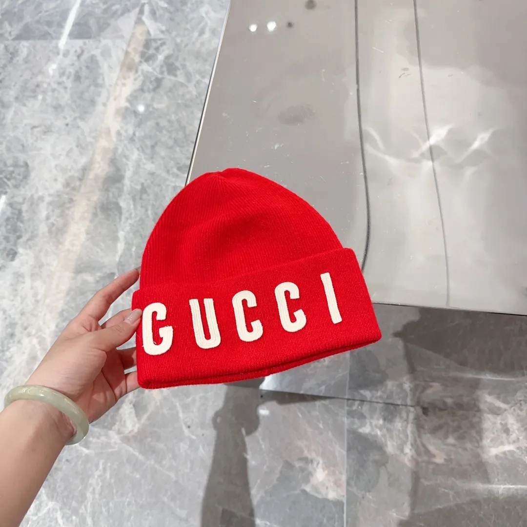 p90 GUCCI 2024 autumn and winter new embroidered woolen hat, knitted hat for men and women, 100% wool🦙