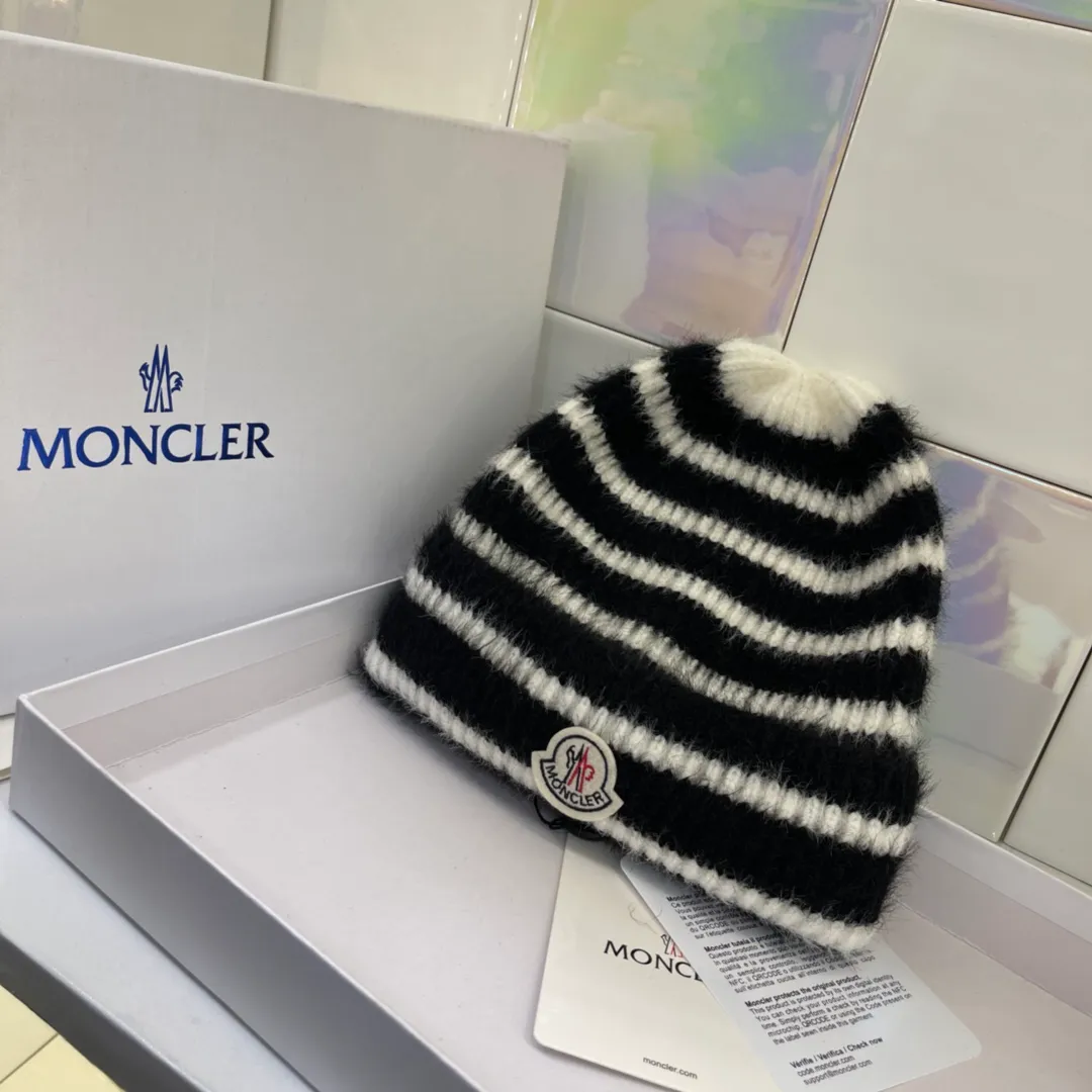 MONCLER masked striped knitted hat