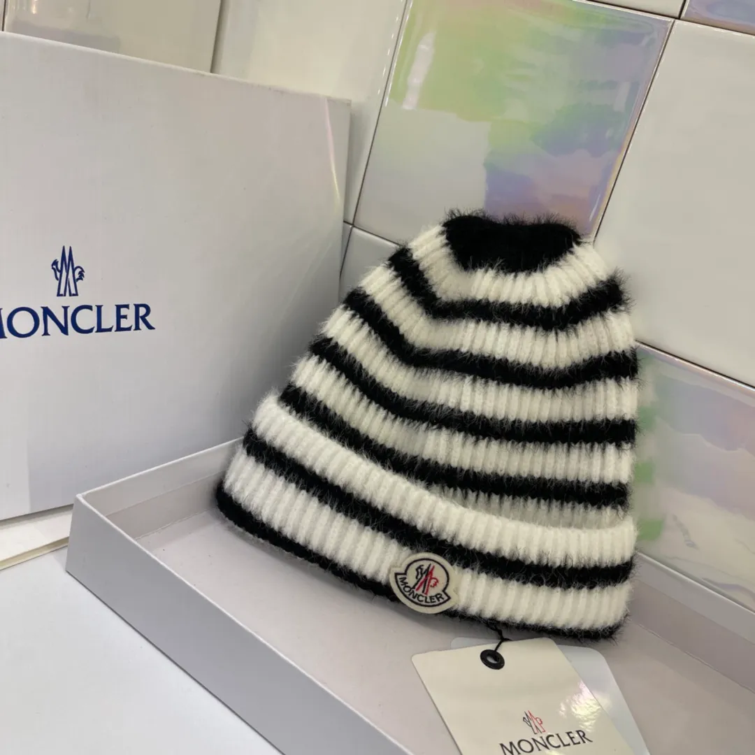 MONCLER masked striped knitted hat