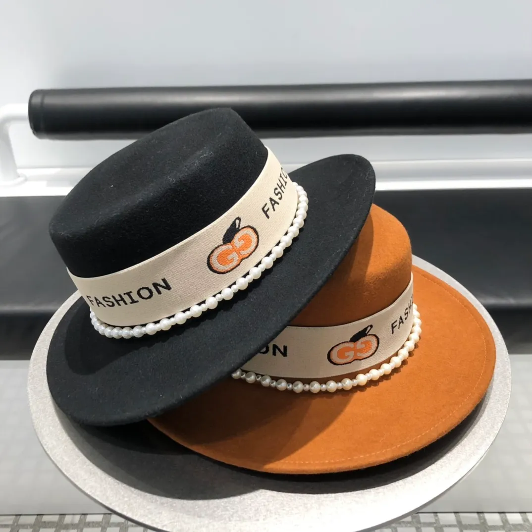 P220 Gucci 2020 autumn and winter new wool hat, flat hat decorated with pearl strips, 100% wool 🦙% two-color sales volume!