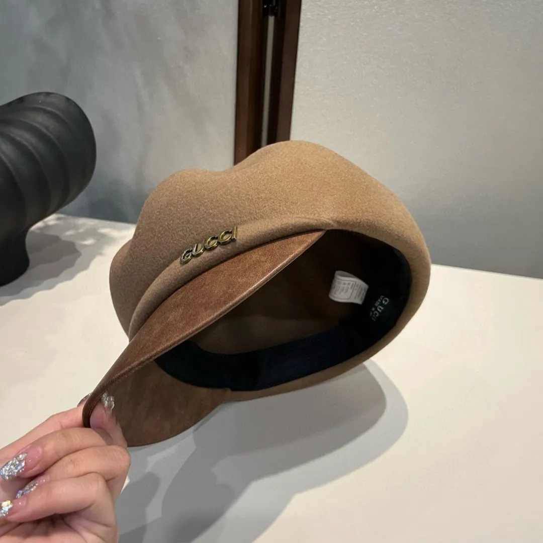 🉐240¥ Gucci new autumn and winter wool duck tongue military cap, 100% wool fabric, head circumference 57cm