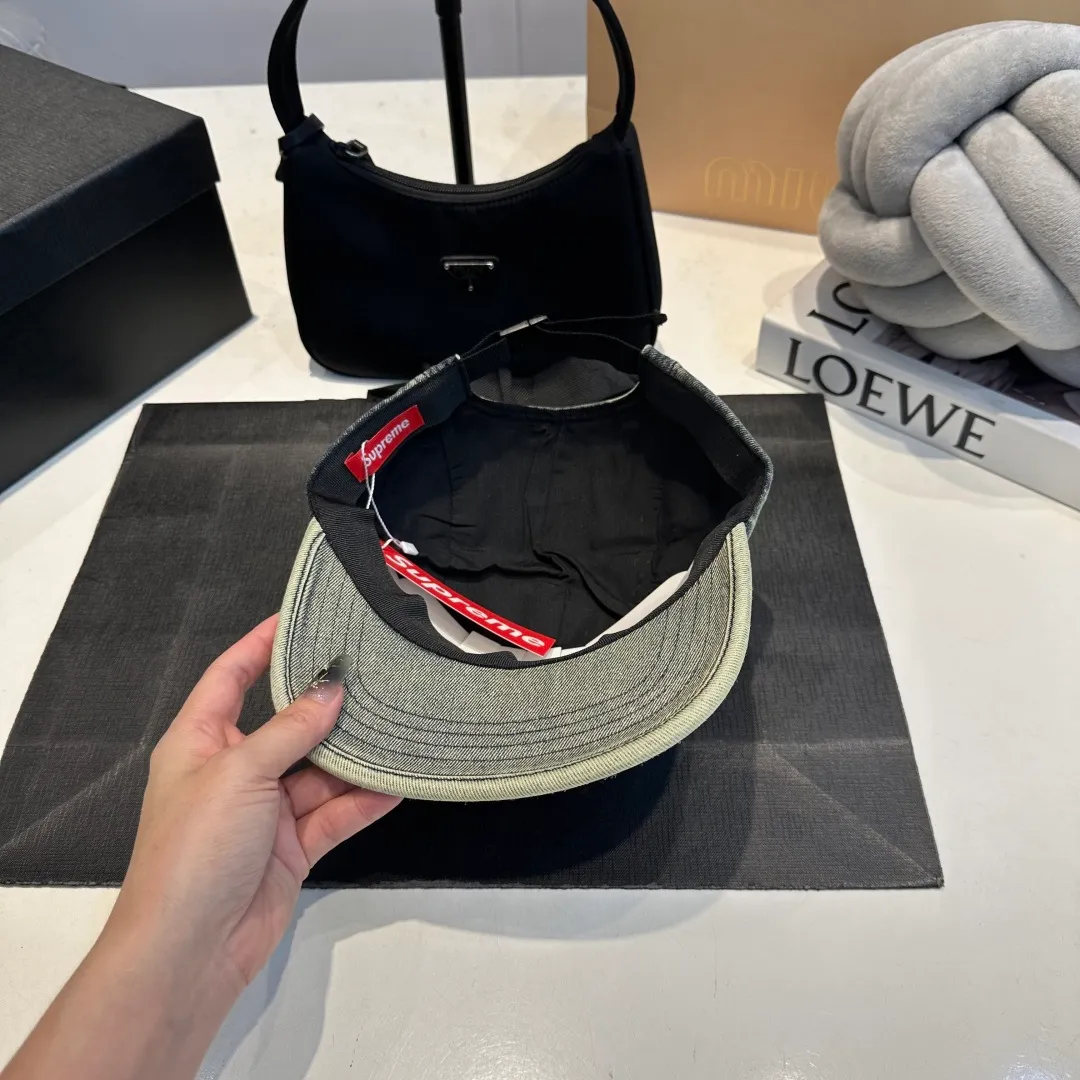 p50 SUPreme American washed denim baseball cap for men and women, street fashion brand, large head circumference, heavy industry duck cap