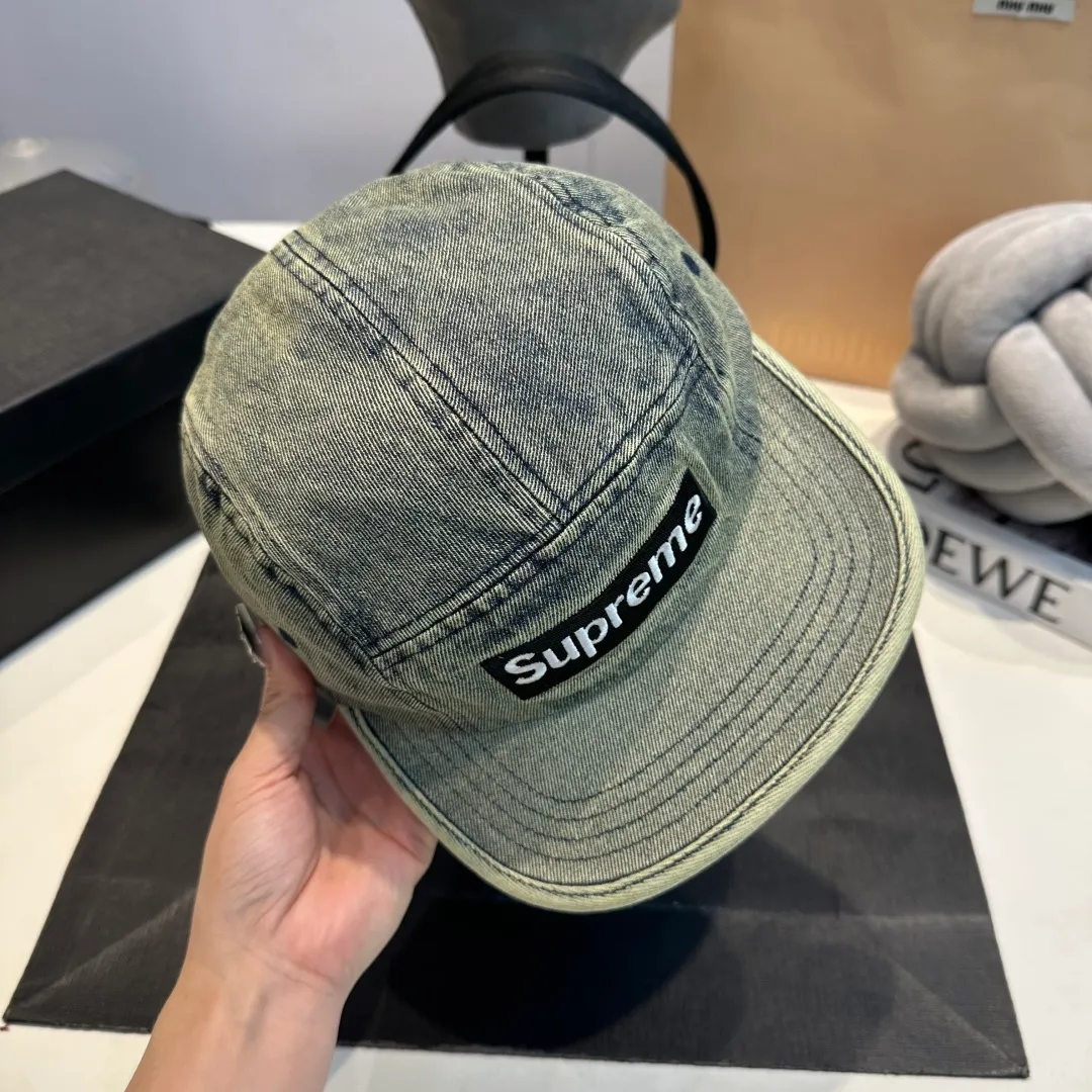 p50 SUPreme American washed denim baseball cap for men and women, street fashion brand, large head circumference, heavy industry duck cap