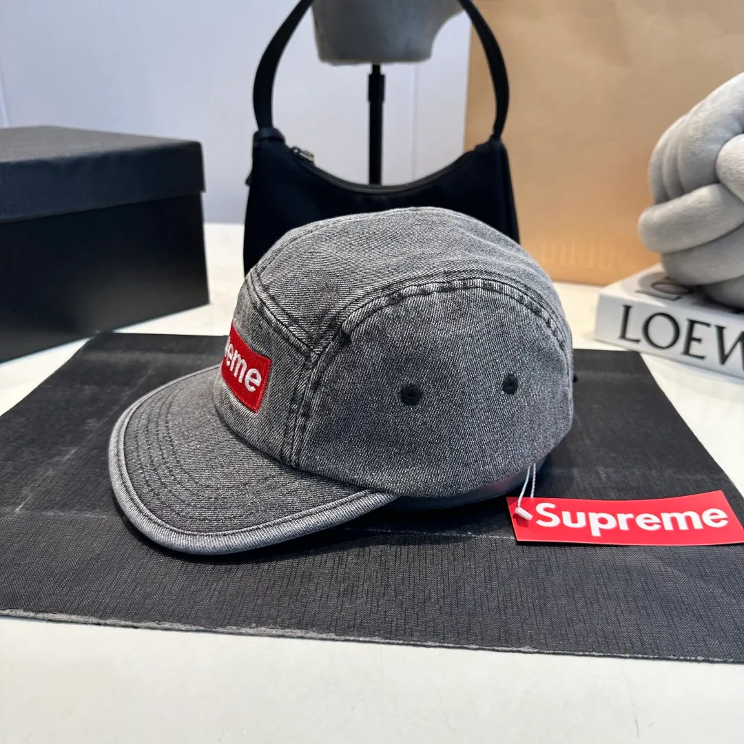 p50 SUPreme American washed denim baseball cap for men and women, street fashion brand, large head circumference, heavy industry duck cap