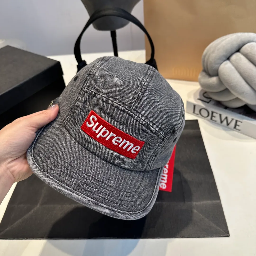 p50 SUPreme American washed denim baseball cap for men and women, street fashion brand, large head circumference, heavy industry duck cap