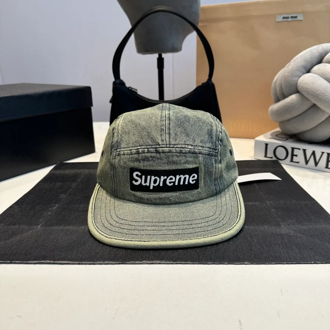 p50 SUPreme American washed denim baseball cap for men and women, street fashion brand, large head circumference, heavy industry duck cap