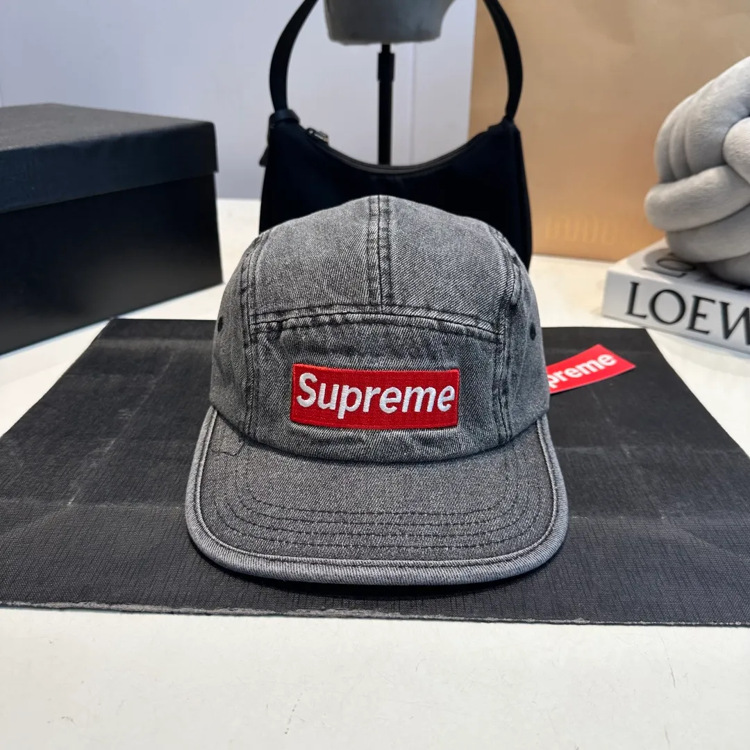 p50 SUPreme American washed denim baseball cap for men and women, street fashion brand, large head circumference, heavy industry duck cap