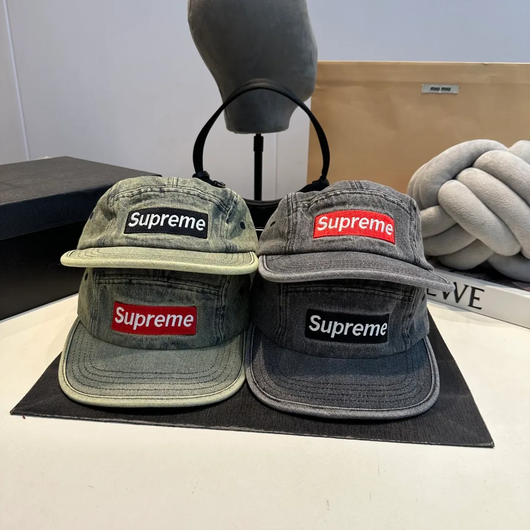 p50 SUPreme American washed denim baseball cap for men and women, street fashion brand, large head circumference, heavy industry duck cap