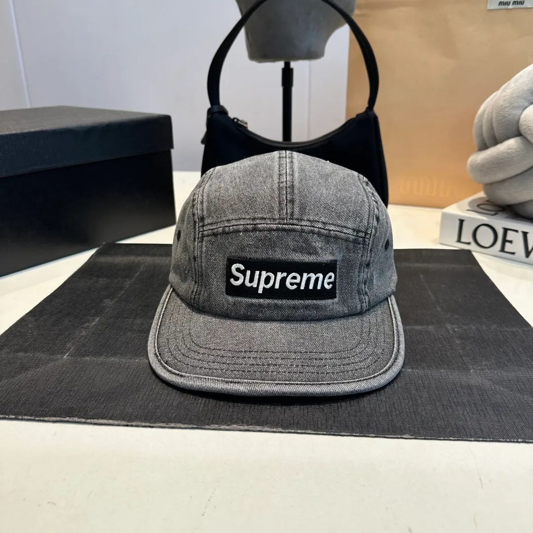 p50 SUPreme American washed denim baseball cap for men and women, street fashion brand, large head circumference, heavy industry duck cap