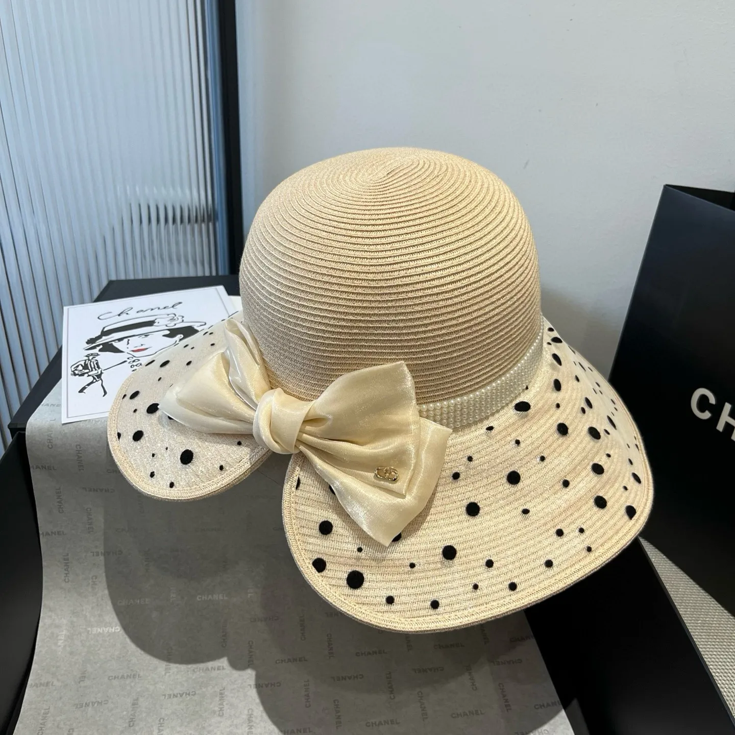 💰180¥ Valentino new basin hat, PP straw hat, basin hat, head circumference 57cm
