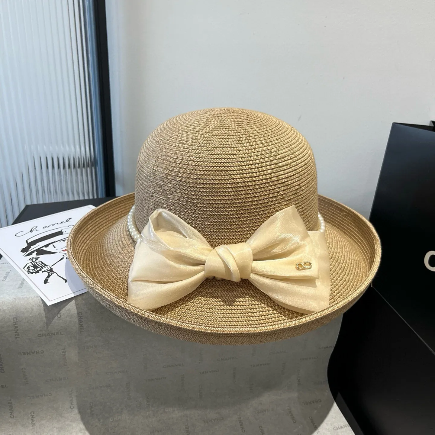 💰160¥ Valentino bow hat, rolled edge bow hat, head circumference 57cm