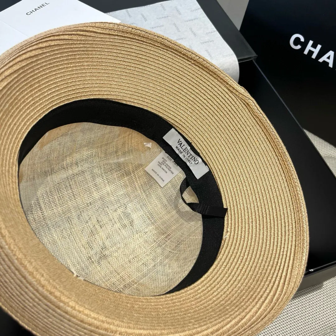 💰220¥ Valentino VELNTINO linen hat, curled top hat, head circumference 57cm
