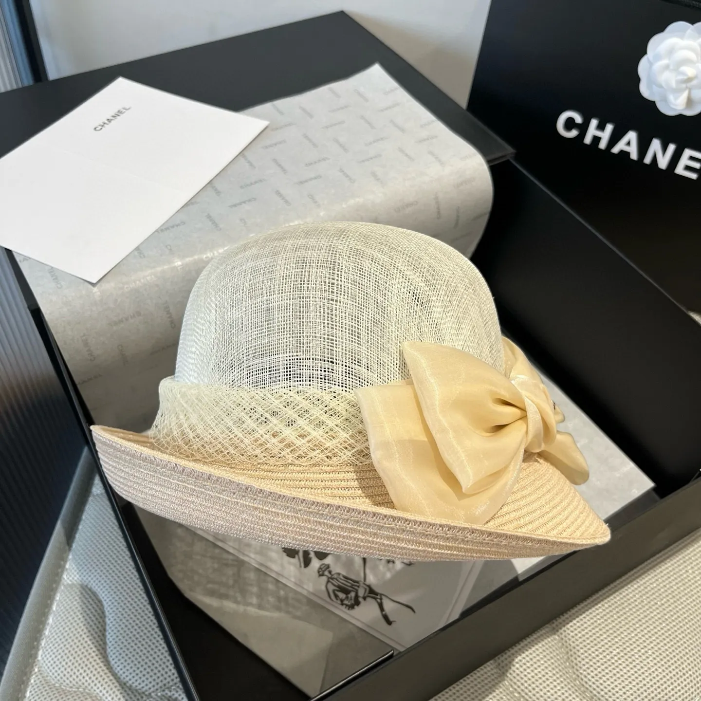 💰200¥ Valentino VELNTINO linen hat, curled top hat, head circumference 57cm