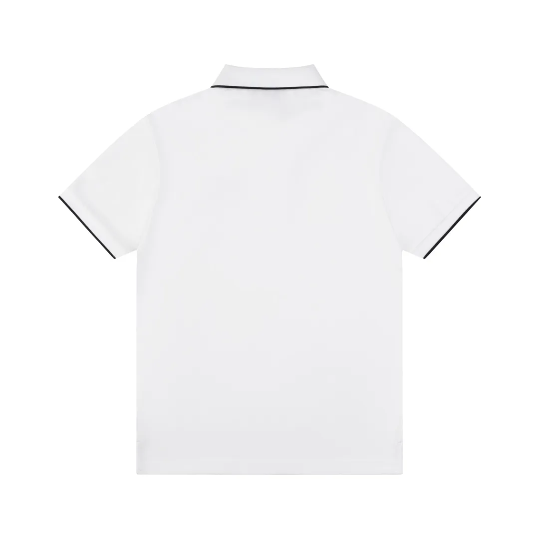 P180 AMIRI/Amiri, the American fashion brand's 2025 spring and summer Polo shirt, the same style is sold at the counter, customized fabrics, excellent texture, contrasting color splicing, ready-made clothes with stylish drapes, comfortable to wear and skin-friendly, heavy workmanship to create the original logo, complete three labels, excellent upper body effect, original purchase, a must-have for men's wardrobe. Color: White Size: M-3XL