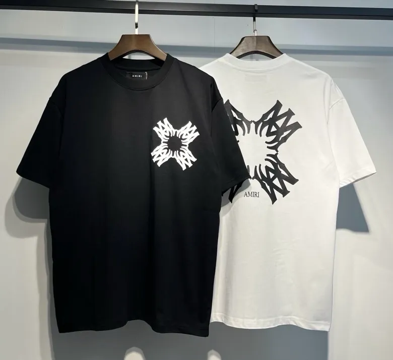 717 model P114 AMIRI real shot black white hanging letters S. M. L. XL