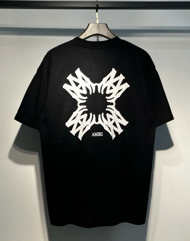 717 model P114 AMIRI real shot black white hanging letters S. M. L. XL