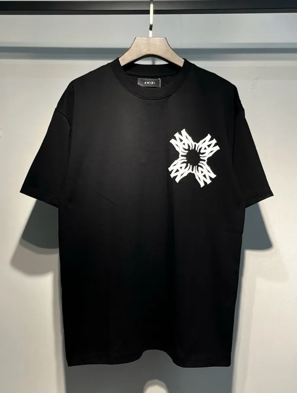 717 model P114 AMIRI real shot black white hanging letters S. M. L. XL