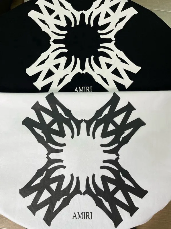 717 model P114 AMIRI real shot black white hanging letters S. M. L. XL