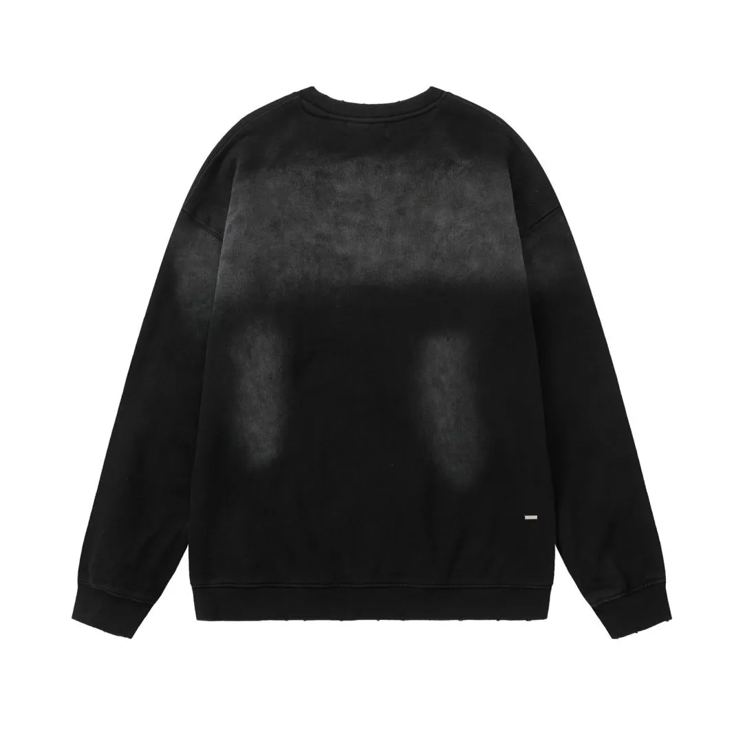 7181#P240AMIRI cracked print, distressed and washed, color: black. Size: S M L XL