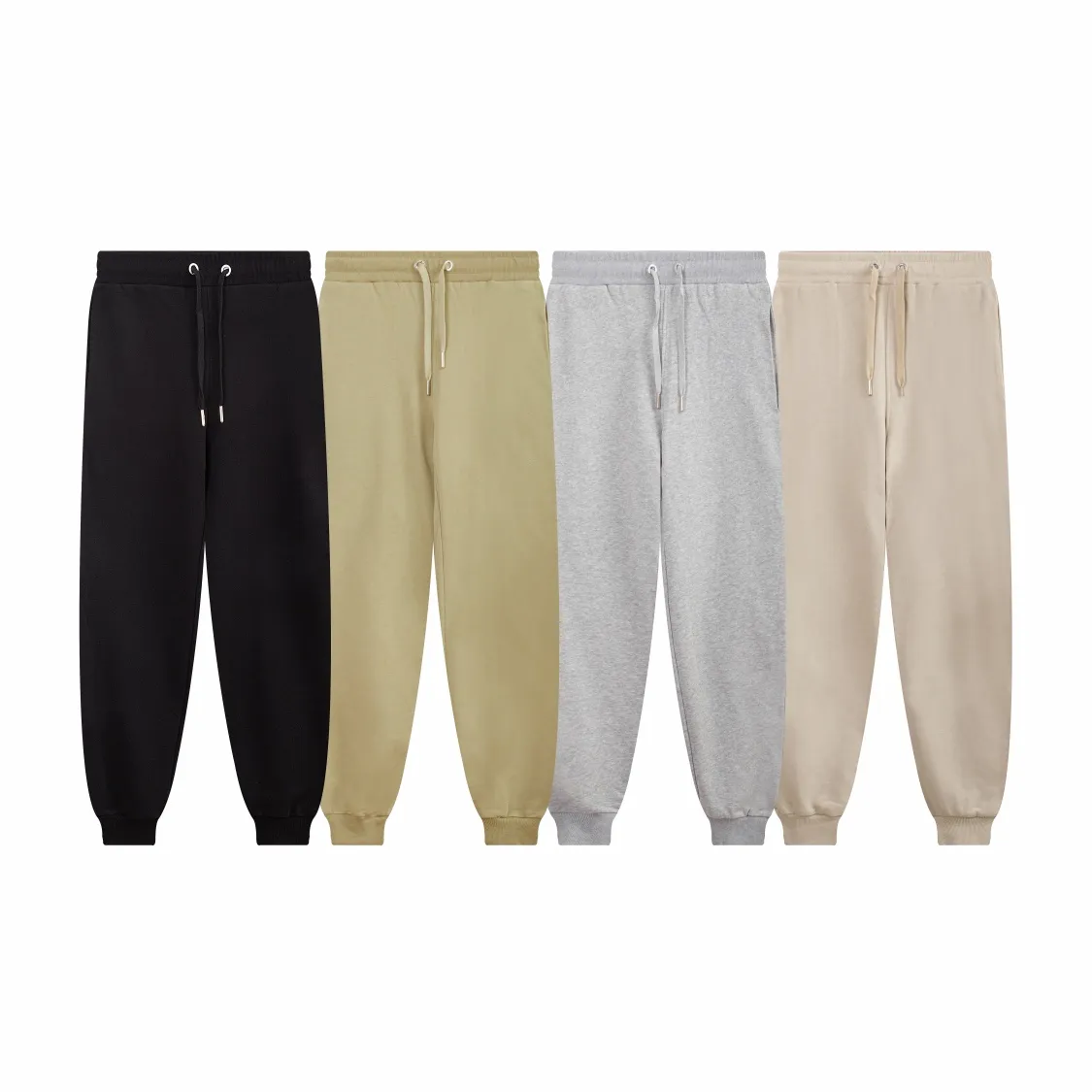 512# AMI Paris 24 spring and summer new small love casual trousers, embroidered back pockets, 380g pure cotton terry fabric, loose fit, elastic waist sweatpants, same style for men and women, color: black, gray, green, oatmeal, size: S-XL