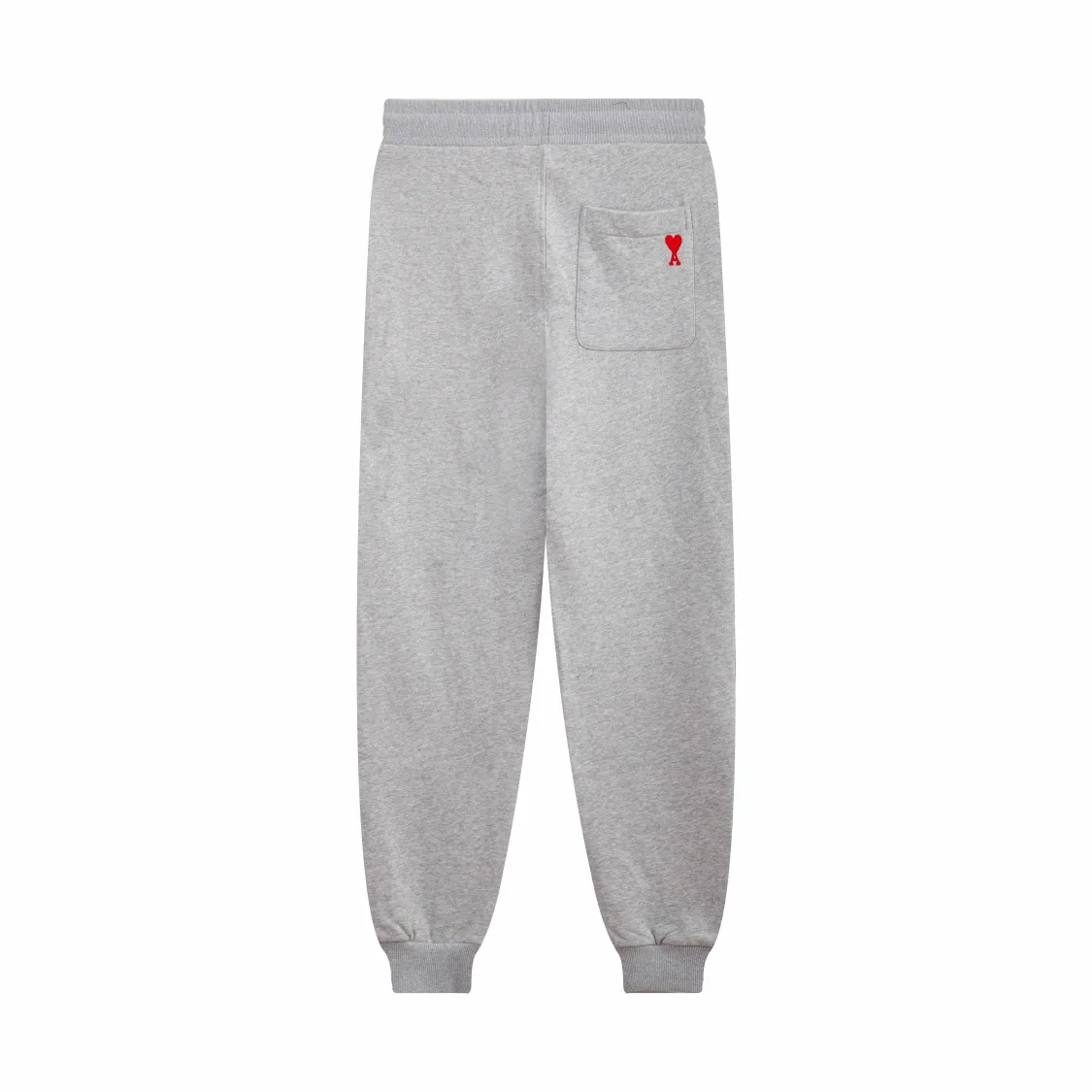 512# AMI Paris 24 spring and summer new small love casual trousers, embroidered back pockets, 380g pure cotton terry fabric, loose fit, elastic waist sweatpants, same style for men and women, color: black, gray, green, oatmeal, size: S-XL