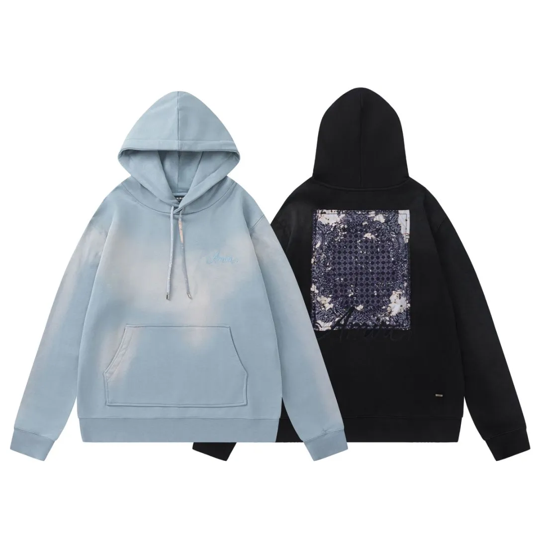 7202#P336, AMIRI patch embroidery washed style, color: black, blue, size: S M L XL