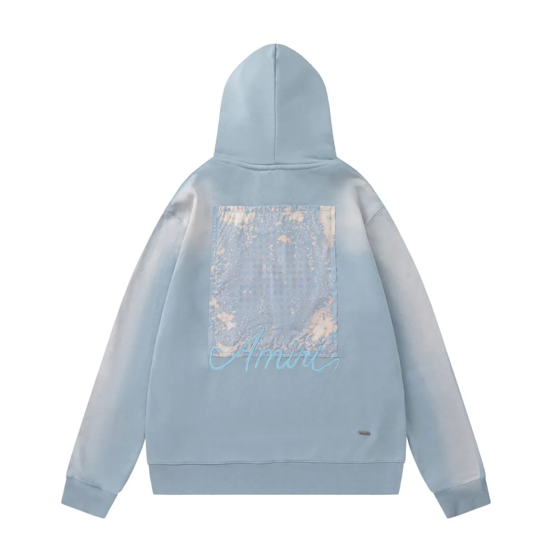 7202#P336, AMIRI patch embroidery washed style, color: black, blue, size: S M L XL