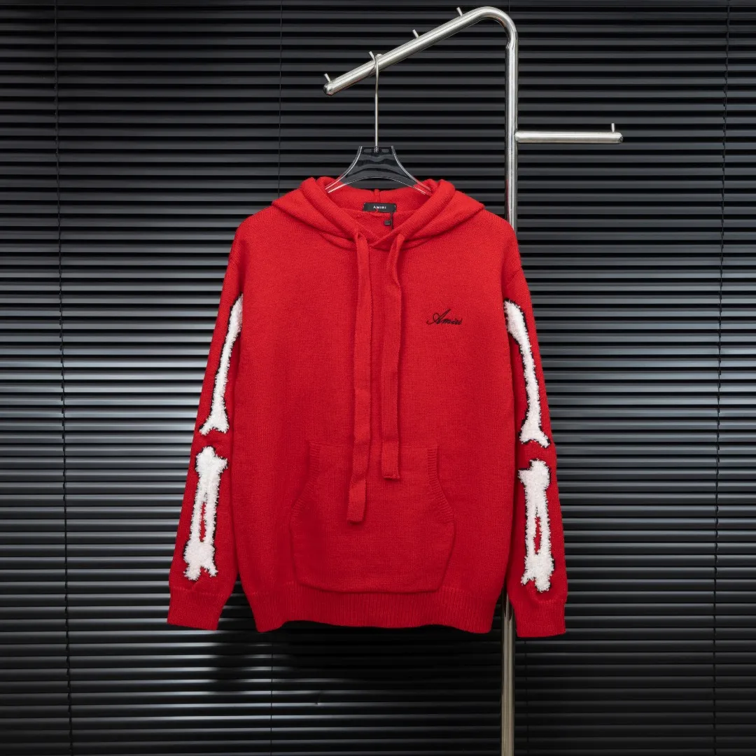 P360 Style: AMIRI Emile bone splicing hooded long-sleeved sweater Size: S-XXL Fabric: Wool blend Accessories: Full set of customized original accessories No gender distinction, same style for men and women