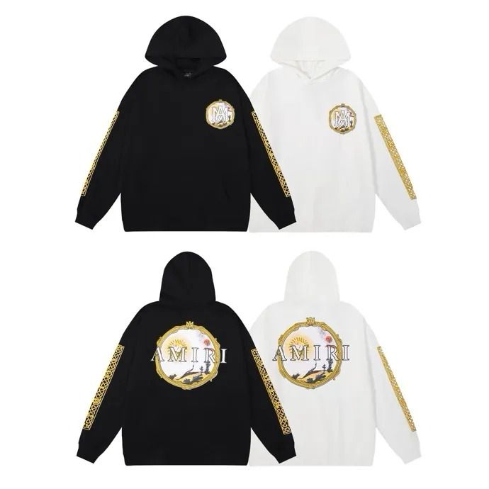 Style number: 855 P230 Fabric: 360g pure cotton terry sweatshirt AMIRI 2025 new autumn and winter logo sunglasses hooded terry sweatshirt high street unisex loose classic letter jacket Color: Black White Size: S M L XL