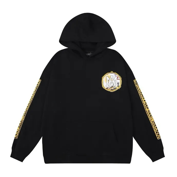 Style number: 855 P230 Fabric: 360g pure cotton terry sweatshirt AMIRI 2025 new autumn and winter logo sunglasses hooded terry sweatshirt high street unisex loose classic letter jacket Color: Black White Size: S M L XL