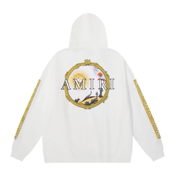 Style number: 855 P230 Fabric: 360g pure cotton terry sweatshirt AMIRI 2025 new autumn and winter logo sunglasses hooded terry sweatshirt high street unisex loose classic letter jacket Color: Black White Size: S M L XL