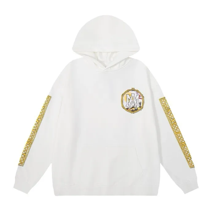 Style number: 855 P230 Fabric: 360g pure cotton terry sweatshirt AMIRI 2025 new autumn and winter logo sunglasses hooded terry sweatshirt high street unisex loose classic letter jacket Color: Black White Size: S M L XL