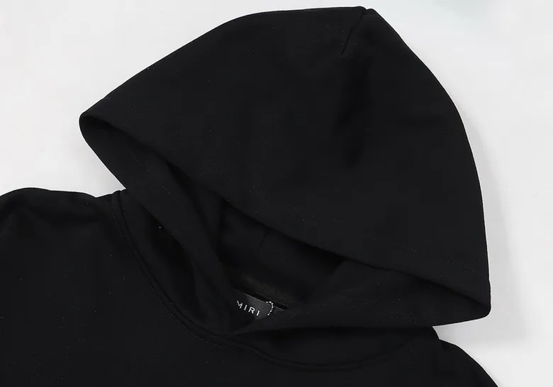 Style number: 855 P230 Fabric: 360g pure cotton terry sweatshirt AMIRI 2025 new autumn and winter logo sunglasses hooded terry sweatshirt high street unisex loose classic letter jacket Color: Black White Size: S M L XL