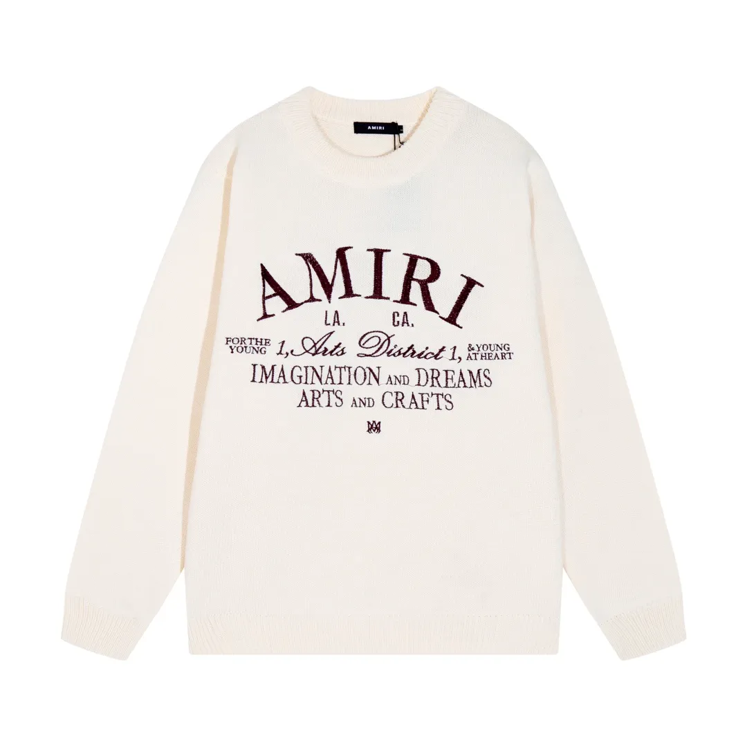 P280 AMIRI 2024 new sweater, logo embroidery on the chest 1:1 Color: Pearl White, Black Size: S M L XL XXL