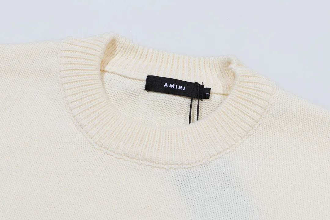 P280 AMIRI 2024 new sweater, logo embroidery on the chest 1:1 Color: Pearl White, Black Size: S M L XL XXL