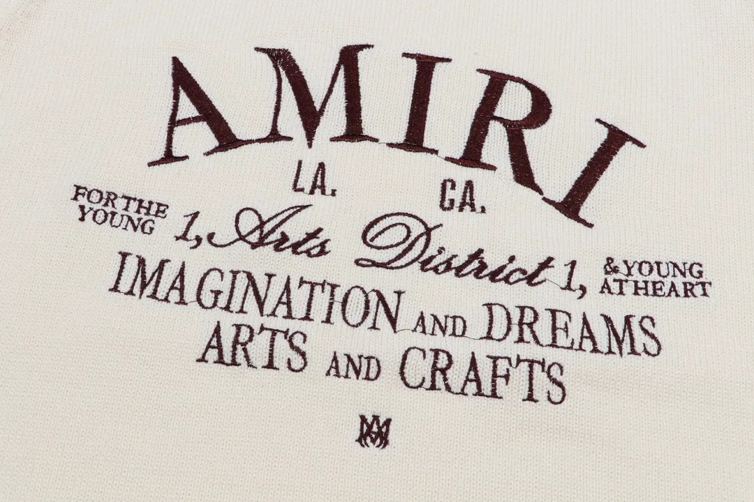P280 AMIRI 2024 new sweater, logo embroidery on the chest 1:1 Color: Pearl White, Black Size: S M L XL XXL